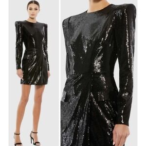 Mac‎ Duggal 26724 Black Sequined Structured Faux Blazer Mini Dress Size 4 NWT